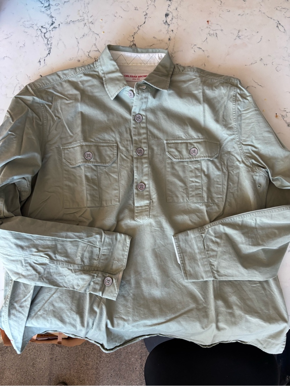 Orlevar Brown Caspian - Green Men's Long-Sleeve Button Pullover Shirt